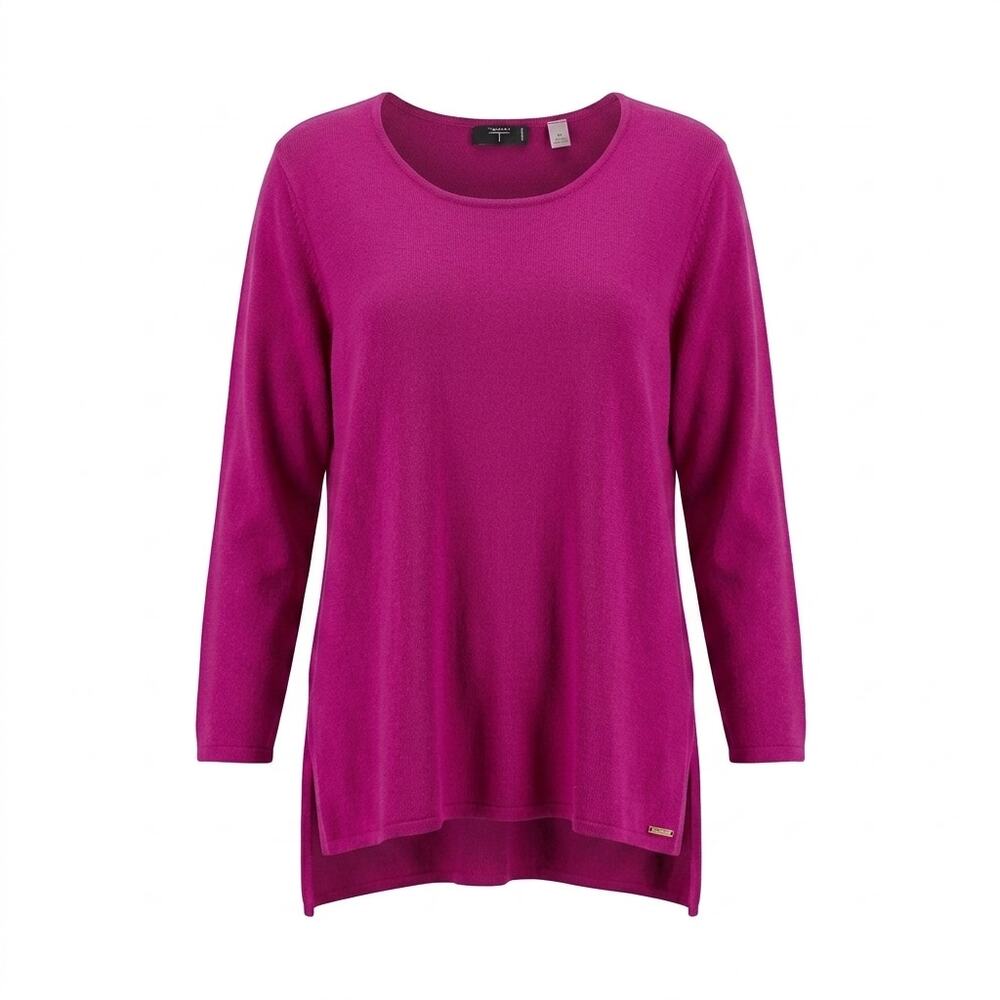 Tahari Woman Pink Knit Scoop Neck Tunic Sweater Women Plus Size 2X